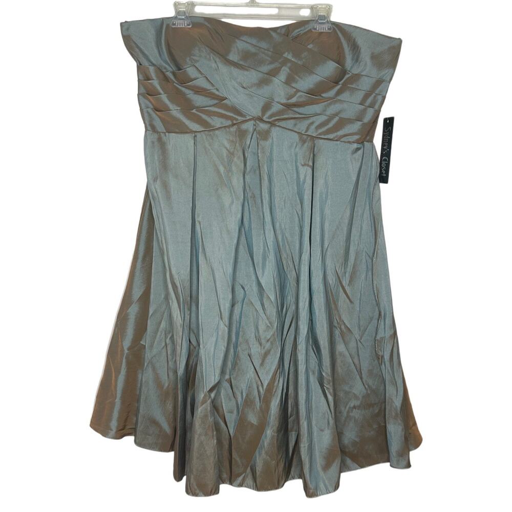 Sydney's Closet Strapless Hazel Satin Flared Bridesmaid Event Dress Sz 16 New